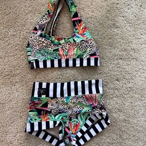 Tropical Leopard Kids Dance Costume Set